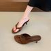 New Style Elegant Flip Flops Mid Heel Sandals, Summer Plus Size, Export Style, Stiletto Heel Sandals For Women, Suitable For Outdoor Wear_vogvips.com