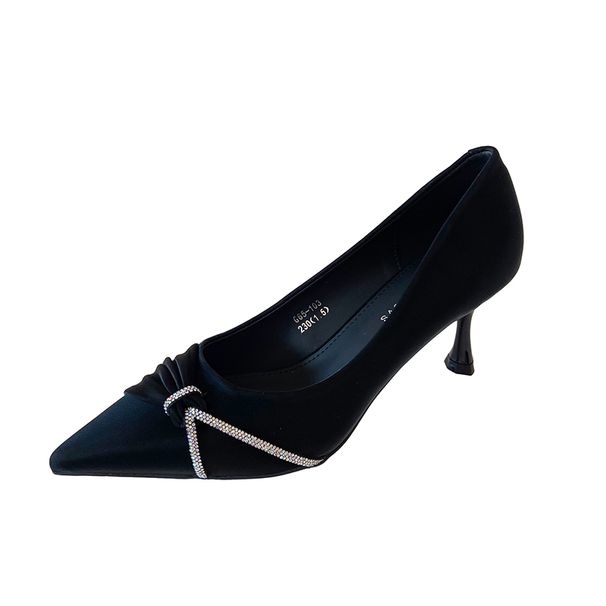 Comfortable Commuting Elegant Rhinestone-decorated Pointed-toe Low-heeled Shoes 6.5cm Fashionable Casual High Heels_vogvips.com