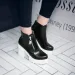 Black White Platform Ankle For Women High Heels Zip Autumn Winter Booties Woman Boots Ladies Shoes 250711_vogvips.com