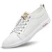 Shallow Mouth Round Head Irst Layer Cowhide Men's Board Shoes Ront Lace-up Lat Heel Casual Men's Shoes Small White Shoes_vogvips.com