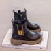 Girls' Boots 2025 Fall And Winter New Children's Short Boots Fall Boys' Leather Boots Plus Cashmere Two Cotton Shoes_vogvips.com