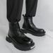 boots Fashion New Punk Style Niche Big Head Black Men's Boots Thick Sole Lace-up Casual Business Top Motorcycle Boots Commuting Work Boots_vogvips.com