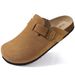 Asgard Women Cork Sole Clogs Slippers Fashion Cow Suede Flat Mules With Adjustable Buckle Men Leather Potato Shoes Beach_vogvips.com