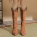 H735-1 Comfortable Solid Color Autumn Winter Suede Slimming Fashion For Women, Over-the-Knee Pointed Toe Chunky Heel_vogvips.com