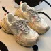 Women's Grey Pink Chunky Breathable Mesh Platform New Lightweight Versatile Thick-Soled Dad Shoes Fashion Sneakers_vogvips.com