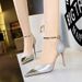 8386-7 Chinese Style Women's Shoes Banquet High Heels Shallow Mouth Splicing Pointed Hollow Strap Sandals For Women_vogvips.com