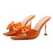 Women's Shoes Sexy Pointed Toe Bow Stiletto Sandals, Simple Solid Color Plus Size Women's Shoes For Wearing Outside._vogvips.com