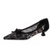 230-26 European And American Style Pointed Toe Sexy Lace Women's With Bowknot, Wine Glass Comfortable Low Heel, Shallow_vogvips.com