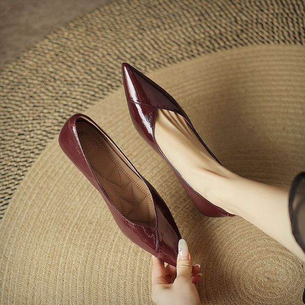 Women's Pointed-Toe Stiletto Pumps – Elegant PU Leather Court Shoes With Comfortable Mid Heel For Office & Daily Wear Comfortable And Versatile_vogvips.com