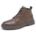 European Warm Series Classic Black Martin Autumn Casual Breathable High-top Leather Shoes Men's Youth Trendy Mid-top Work Boots_vogvips.com