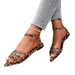 Foreign Trade Plus-size 2026 Summer New Cross-border Leopard Print Flat Sandals For Women, Pointed Toe, Single Strap,_vogvips.com