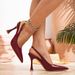 Pointy High Heels Women's New Red Patent Leather One Line With Bun Head Sandals_vogvips.com