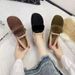 Women's Slip-on Beanie Shoes, New Winter 2025 Style, Fur-lined Shoes, Korean-style, Low-cut Flat Single Shoes_vogvips.com