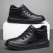 Round Head Thick-soled Men's Board Shoes, Shallow Mouth Cowhide Men's Inner Height-increasing Board Shoes Men's Shoes Medium Help Casual Men's Shoes_vogvips.com