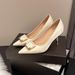 2025 Autumn New Style Square Buckle High Satin Stiletto Heels, Gentle French Pointed Toe Women's Shoes, Plus Size And_vogvips.com