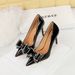 9511-H35 Style Banquet Thin Heels, Shallow Mouth, Pointed Toe, Glossy Lacquer Leather Bow, High Heel Single Shoes For_vogvips.com