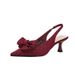 Qianluhui French Polka Dot Bow Elegant Satin High Heel Women's Shoes Stiletto Pointed Toe Summer New Sandals_vogvips.com