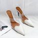 Women's White Bag & Transparent Heels Set – Long Handle Sausage Purse With 7CM Pointed Pumps (Retro-Futurism Combo)_vogvips.com