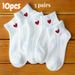 High-Quality Heart Print Ankle Socks Set, Soft Comfortable Breathable Short Socks, Summer Autumn Sports Versatile Style_vogvips.com