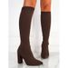 Elegant Pointed Toe High Heel Boots For Women - Stylish Street Fashion Knee-High Boots With Stretch Knit Fabric & Rubber Sole_vogvips.com