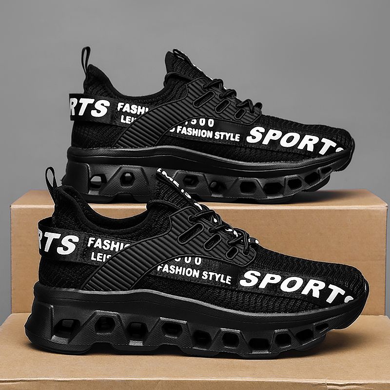 YRZL Men Running Shoe Lightweight Height Increase Breathable Knitted Sneakers Comfortable Walking Shoes No Slip Sports Shoe_vogvips.com