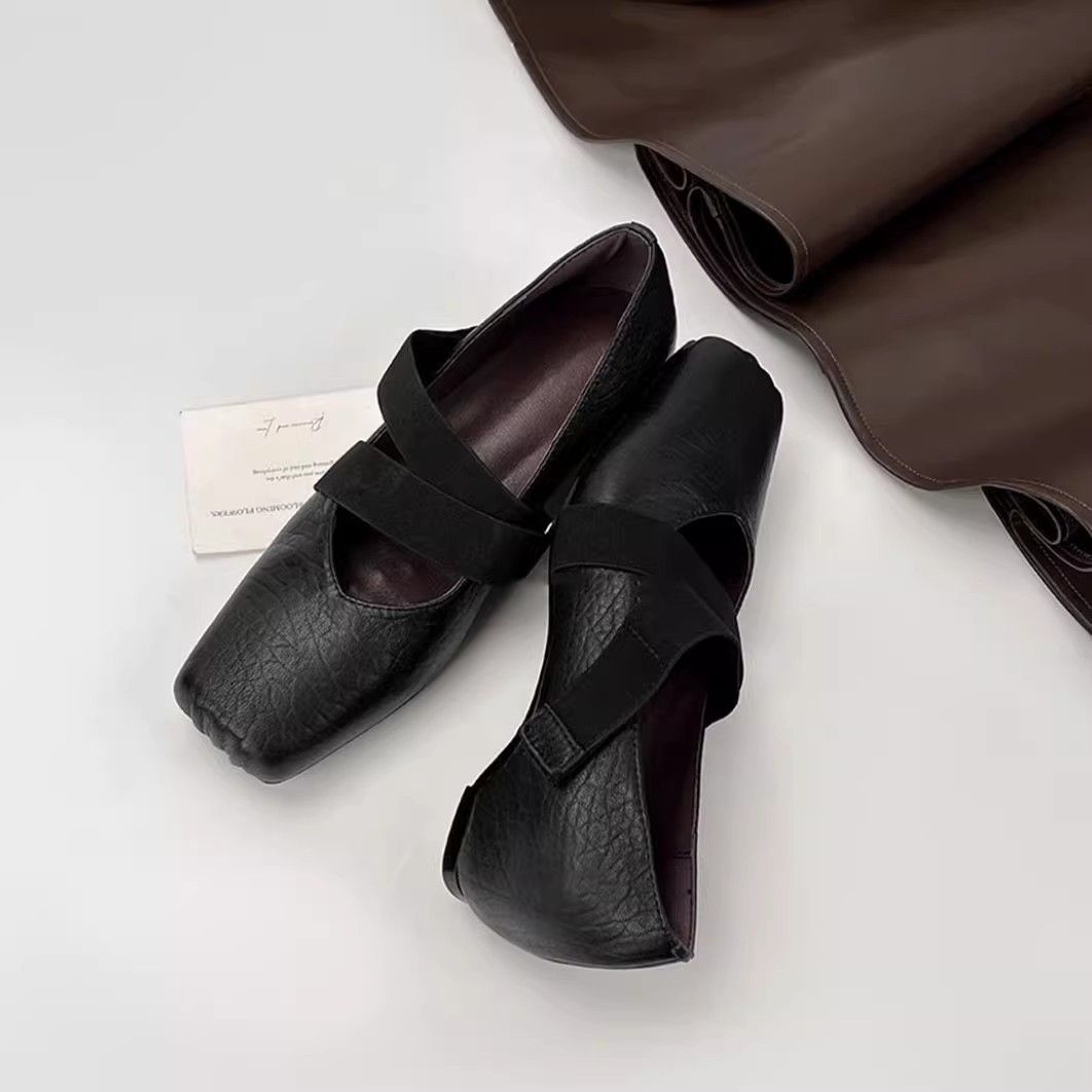 High-5cm Interior Boost Retro French Style Cool Mary Jane Shoes With Elephant Pattern Design Ballet-style Ultra-soft Fashion Flats_vogvips.com