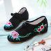 Flower Chinese Style Buckle Embroidered Women's Cow Tendon Sole Dance Single Cloth Shoe_vogvips.com