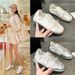 Bowknot Ballet Sneakers For Women 2026 Spring/Summer New Style Flat Soft Sole Versatile Pink Super Popular Casual White_vogvips.com