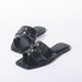 MS Women's Leather-Look Flat Sandals With Metallic Straps - Breathable & Lightweight Casual Shoes For Everyday Wear (Black, White, Beige)_vogvips.com