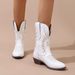 Women's Pointed Toe Western Cowboy Boots Mid-Calf Chunky Heel Ankle Boots Stylish Light Luxury Fall Winter Fashion_vogvips.com