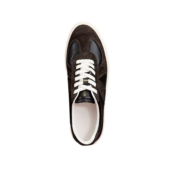 Men's Retro Leather & Suede Sneakers - Casual Lace-Up Shoes With Gum Sole, Versatile For Everyday Wear_vogvips.com
