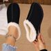 Women's Warm Slip-On House Slippers, Winter Plush Lined Non-Slip Soles, Portable Foldable Home Travel Shoes_vogvips.com