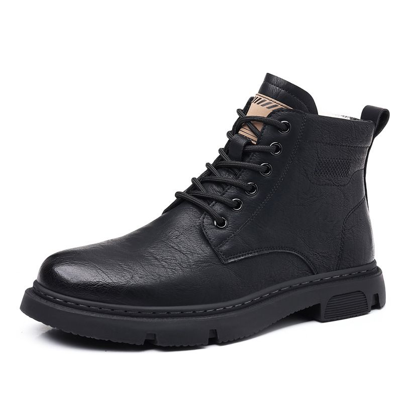 European Warm Series Martin For Men 2025 New Fleece-Lined High-Top Work Trendy Genuine Leather Wool Cotton Shoes Warm Snow Boots_vogvips.com
