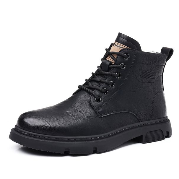 European Warm Series Martin For Men 2025 New Fleece-Lined High-Top Work Trendy Genuine Leather Wool Cotton Shoes Warm Snow Boots_vogvips.com
