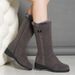 Women's Shoes Winter Snow Fleece-lined Thick Wedge Non-slip Warm Side Zipper Cotton 41 Plus Size Women's Boots_vogvips.com