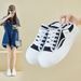Half Canvas Shoes Female Students Platform Heightening Shoes Breathable Casual Street Shoes_vogvips.com