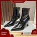 Voyage 8288-1 Pointed Toe Stretch Slim 2024 Autumn Winter New Elegant Professional Fashion Short Boots Women Fleece Lined_vogvips.com