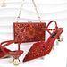 Pointy matching color diamond women's shoe bag set light mouth sexy high heels small decorative bracelet_vogvips.com