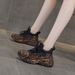 Y668 Dad For Women Ins Style Full Rhinestone Lace-up Casual Leopard Print Women's Shoes_vogvips.com