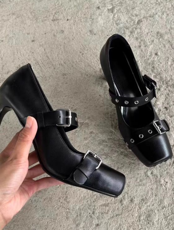 Small And High-end 7 Cm Heels, Dark Pig Ballet Spicy Girl Single Shoes, Cowhide High Heels_vogvips.com