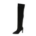Pointed Toe High Long For Women 2024 Autumn Winter New Black Suede Slim Over-the-Knee Thin Heel Stretch Boots_vogvips.com