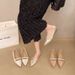 French Evening Wind Rhinestone Pointed Flat Shoes Women's Shallow Mouth Inner Height Increase Nude Single Shoes Commuter Soft Sole_vogvips.com