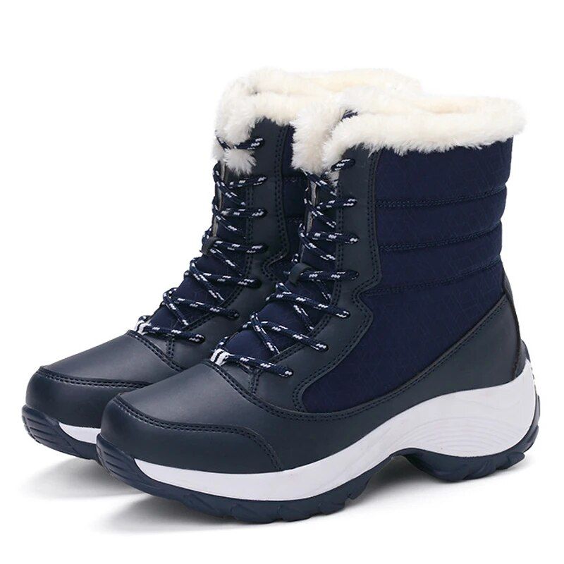 Women Boots Waterproof Heels Boots For Winter 2023 Tren Platform Ankle Boots Keep Warm Snow Shoes Plush Outdoor Short Boots_vogvips.com