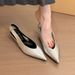 Women's French-Inspired Pointed Toe Block Heel Sandals - Elegant Open Back Mules In Black, Beige, Silver, And Leopard Print Pointed Toe Shoes._vogvips.com