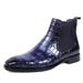 Mens Leather Slip Crocodile Print Men's Low On Ankle Work Boots Shoes_vogvips.com