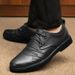 Men's Round Head Casual Shoes Single Shoes Men's Leather Shoes Splicing Lace-up Shallow Mouth Men's Shoes_vogvips.com
