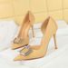 626-K71 European And American Fashion Party High-heeled Shoes, Stiletto Ultra-high Heel, Satin Side Cutout, Metal_vogvips.com