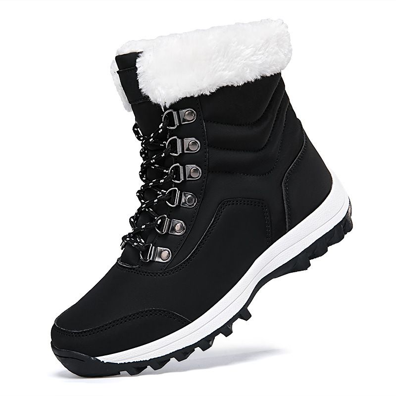 2024 Cross Border New Winter Plush Thickened Large Outdoor Wear Resistant Mountaineering Shoes Snow Boots Women's High Top Cotton Shoes_vogvips.com