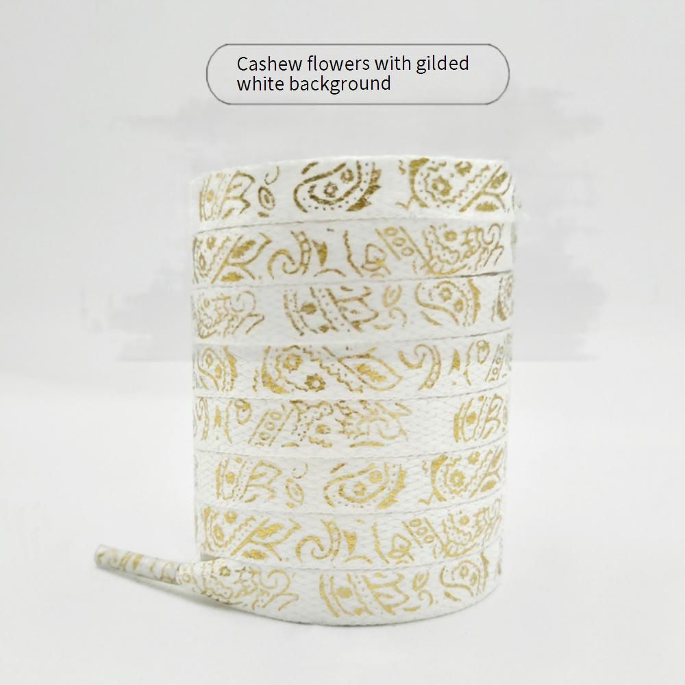Vibrant Paisley Shoelaces With Gold Foil & Splatter Design – 120cm/140cm Length For Sneakers, Boots & Casual Shoes (White/Black Base, 4 Styles)_vogvips.com