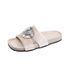 Women's Casual Slip-On Sandals Thick Heel Pure Color Buckle Fashionable Summer Flat Head Cool Slippers_vogvips.com